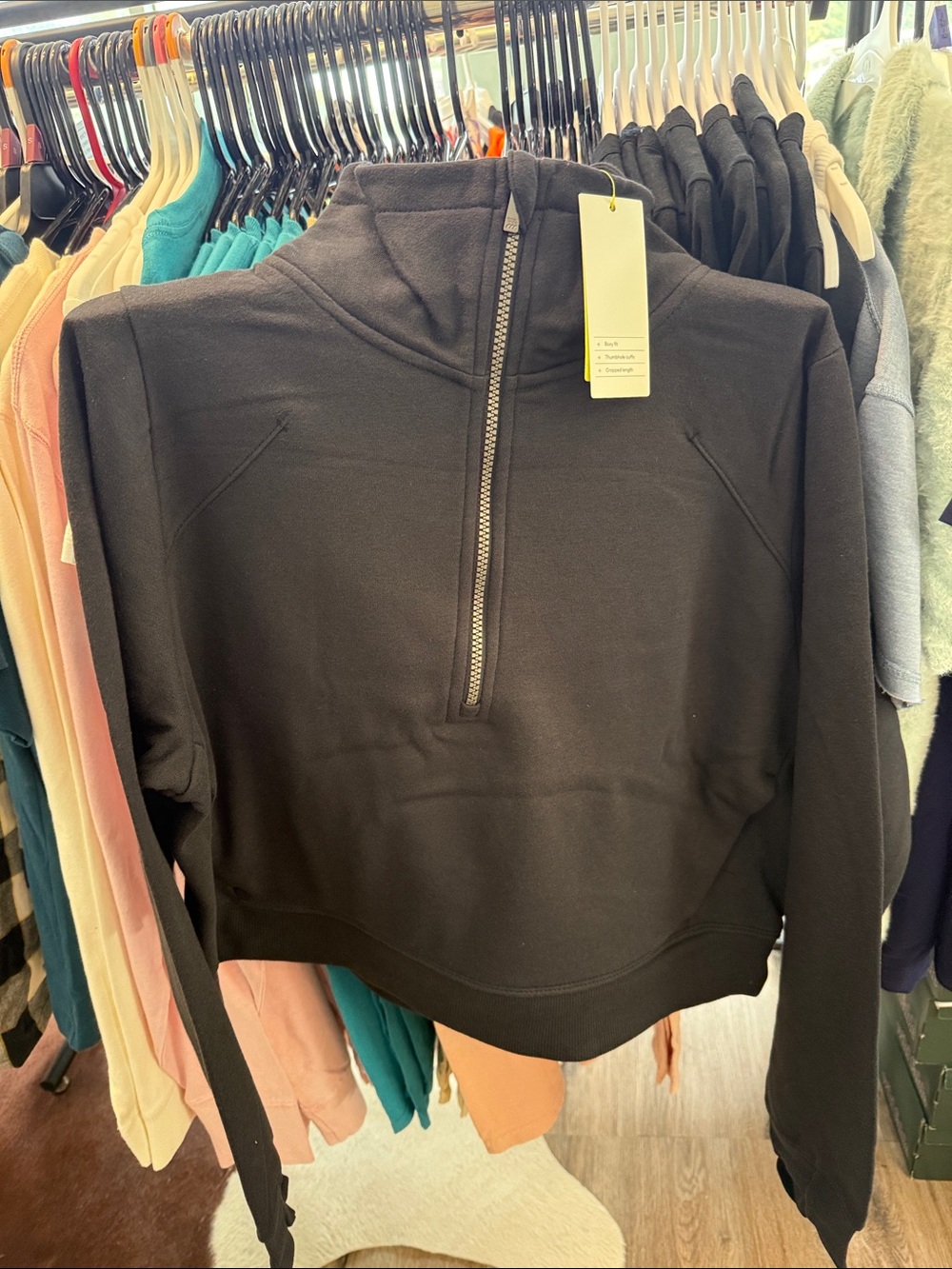all in motion Black Half-Zip Funnel Neck Pullover